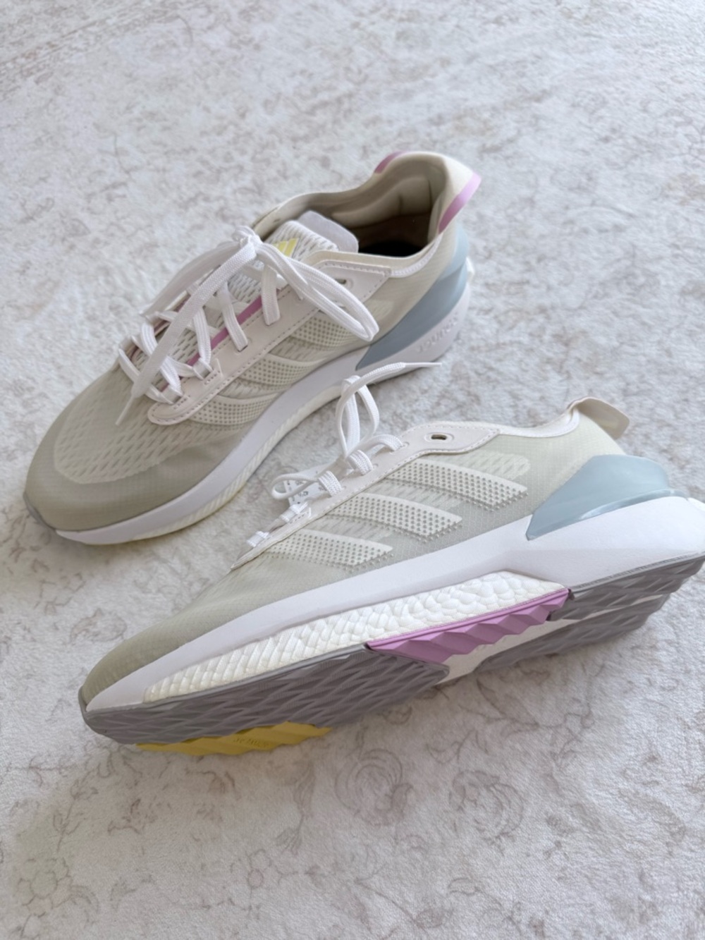 adidas Neutral Mesh Running Sneakers with Pastel Accents